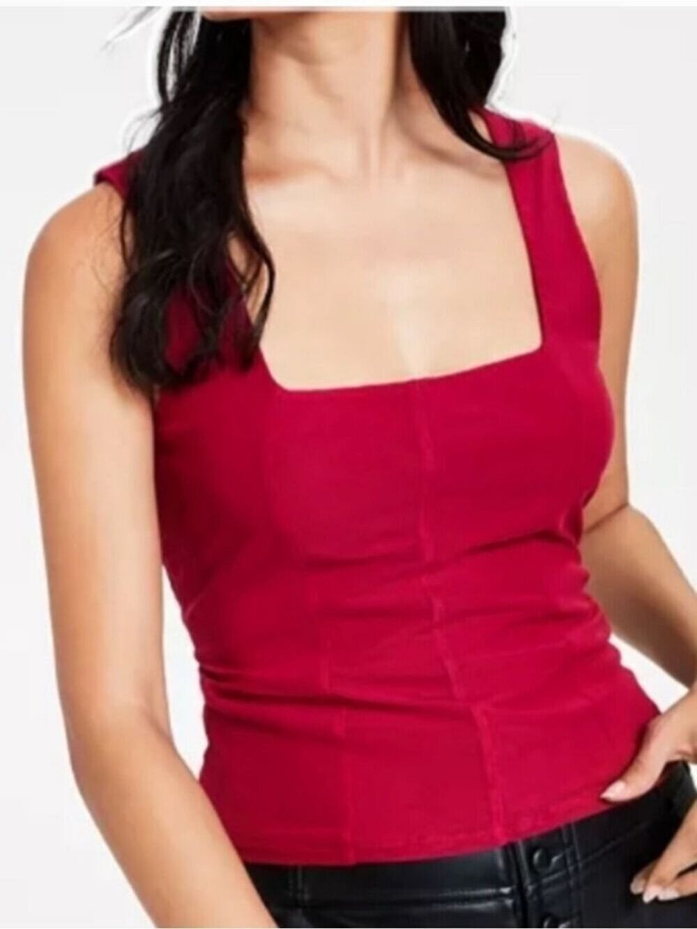 Bar III Burgundy Red Square Neck Tank Top X Large